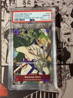 PSA 10 Roronoa Zoro (English Version 1st Anniversary) OP01-025 One Piece Promo - Image 1