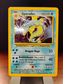 Pokemon Gyarados 1999 Base Set Regular Rare Card 6/102 Stage 1 HP100 English TCG - Image 1