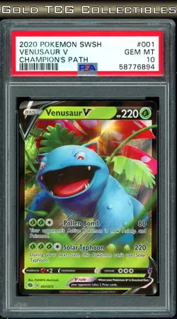 PSA 10 ⭐ Pokemon Venusaur V 001 Champion's Path Graded Card - Image 1