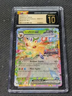 CGC 10 PRISTINE Pokemon Leafeon EX Stamped Promo Card 006 Prismatic Evolutions - Image 1