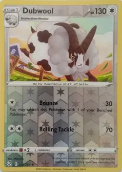 223/264 DUBWOOL REVERSE HOLO FUSION STRIKE POKEMON CARD - Image 1