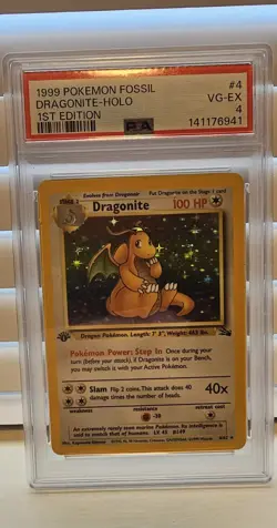 Pokemon Dragonite Fossil 1st Edition Holo Rare #4 - Image 1