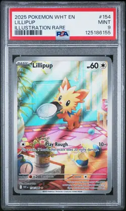 2025 POKEMON WHT EN-WHITE FLARE ILLUSTRATION RARE #154 LILLIPUP PSA 9 - Image 1