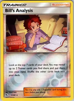 Pokemon - Bill's Analysis 51/68 - Reverse Holo Rare - Hidden Fates - NM/M - Image 1