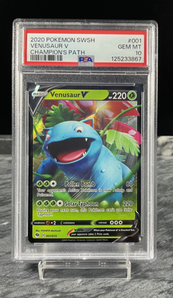 2020 Pokemon Sword & Shield Champion's Path #001 Venusaur V PSA 10 - Image 1