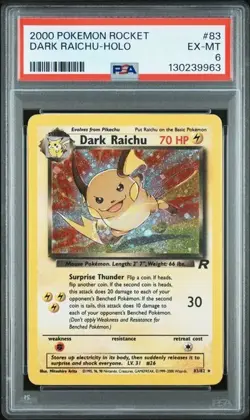 2000 POKEMON ROCKET #83 DARK RAICHU-HOLO PSA 6 - Image 1
