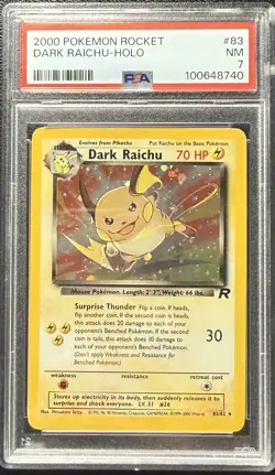 Dark Raichu Holo PSA 7 NM Secret Rare Pokemon (2000) Team Rocket 83/82 - Image 1