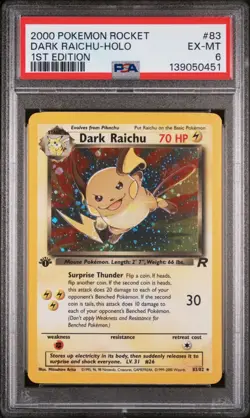 2000 Pokemon Rocket 1st Edition: # 83 Dark Raichu-Holo PSA 6 - Image 3