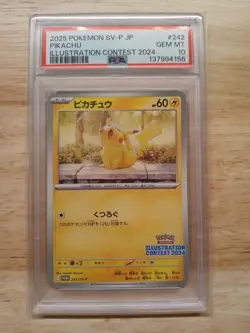2025 POKEMON JAPANESE SV-P PROMO #242 PIKACHU ILLUSTRATION CONTEST 2024 PSA 10 - Image 1