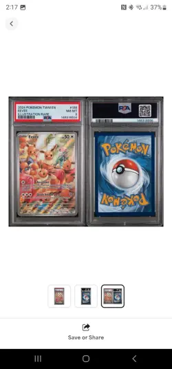 Pokemon Eevee Illustration Rare Holo 188/167 Twilight Masquerade PSA 8 2024 - Image 1