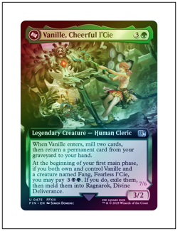 1x Vanille, Cheerful l'Cie + Fang, Fearless l'Cie, Extended Art Foil, MTG NM - Image 4