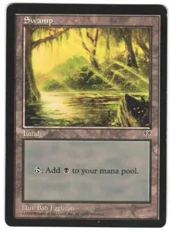 MTG Mirage MIR Swamp #341 Vintage Bob Eggleton Sun Beam Artwork Unplayed NM - Image 1