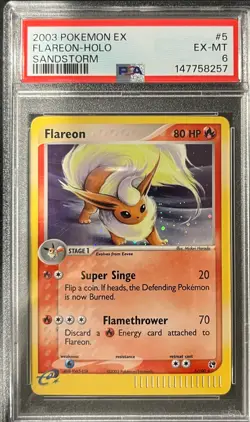 Pokemon Flareon EX Sandstorm Holo PSA 6 - Image 1