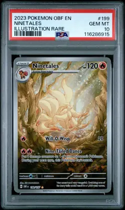 Ninetales Pokemon TCG Obsidian Flames Illustration Rare PSA 10 199/197 Holo EN - Image 1