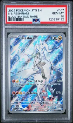 2025 POKEMON JTG EN-JOURNEY TOGETHER ILLUSTRATION RARE #167 N'S RESHIRAM PSA 10 - Image 1