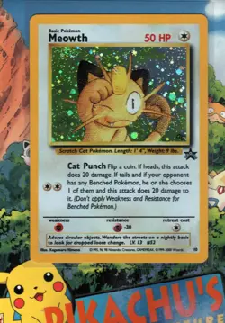 Pokemon TCG Meowth 10 WOTC Black Star Promo Cosmos Holo LP SWIRL - Image 1