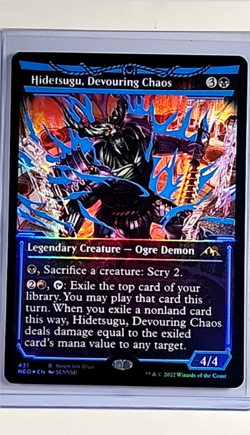 2022 MTG Magic the Gathering NEO Neon Blue Ink Foil Hidetsugu, Devouring Chaos - Image 1