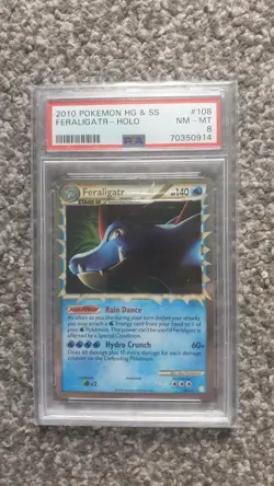 POKEMON CARD 2010 HEART GOLD SOUL SILVER FERALIGATR HOLO #108 GRADED PSA 8 - Image 1