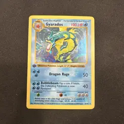 Pokemon TCG English MP 1st Edition Shadowless Gyarados 6/102 Holo Rare Card WOTC - Image 1