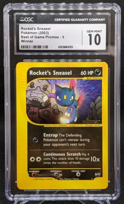 CGC 10 Rocket's Sneasel #5 'Winner' Best Of Game Promo - 2003 Pokemon Card WOTC - Image 1