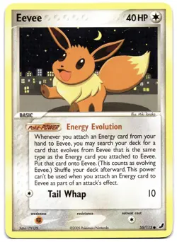 Eevee 55/115 Pokemon TCG EX Unseen Forces Common Heavy Play HP - Image 1