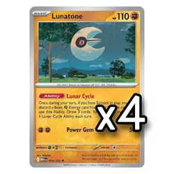 [4x Playset] Lunatone 074/132 ME01: Mega Evolution Pokemon TCG REVERSE HOLO - Image 1