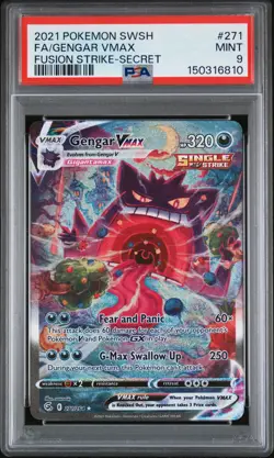 2021 POKEMON SWORD & SHIELD FUSION STRIKE SECRET #271 FULL ART/GENGAR VMAX PSA 9 - Image 1