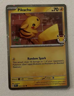 2026 Pikachu 051/162 Pokemon Day 30th Anniversary Promo *SWIRL* TCG Cosmo Holo - Image 2