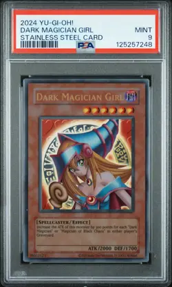 2024 Yu-Gi-Oh! Dark Magician Girl Stainless Steel PSA 9 MINT - Image 1