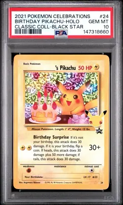 2021 POKEMON CELEBRATIONS CLASSIC COLL #24 BIRTHDAY PIKACHU-HOLO PSA 10 - Image 1
