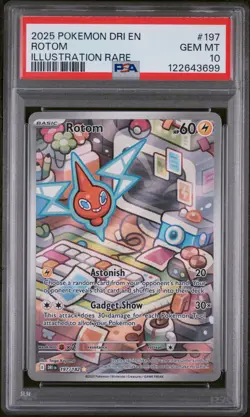 2025 POKEMON DRI EN-DESTINED RIVALS ILLUSTRATION RARE #197 ROTOM PSA 10 - Image 1