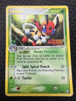 Pokemon TCG Ledian Ex Team Rocket Returns 23/109 Reverse Holo Rare Stamped DMG - Image 3