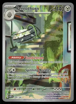 Pokemon Cards Ferrothorn 209/182 Paradox Rift Illustration Rare NM - Image 1