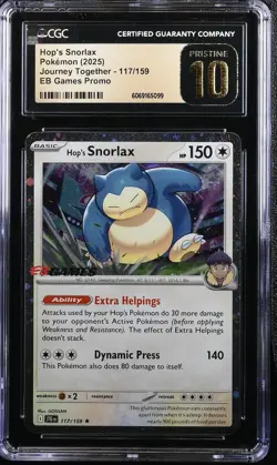 2025 POKEMON JTG EN HOP'S SNORLAX 117/159 EB GAMES EXCLUSIVE CGC 10 PRISTINE - Image 1