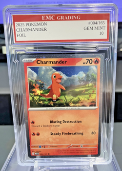 CHARMANDER 2025 FOIL #004/165 Pokemon Card GRADED 10 TCG - Image 1