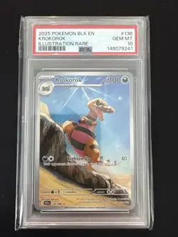 Krokorok 136/086 Pokemon Black Bolt Illustration Rare PSA 10 - Image 1