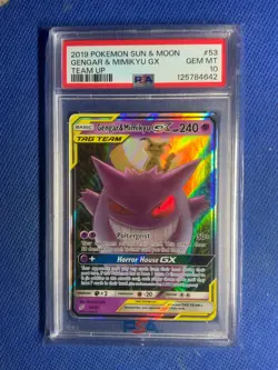 2019 Pokemon Sun & Moon Team Up #53 Gengar & Mimikyu Gx Team Up PSA 10 - Image 1