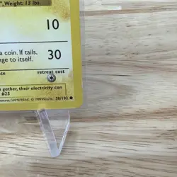 Pikachu (Red Cheeks) Base Set Shadowless 58/102 Regular Pokemon Card LP - Image 4