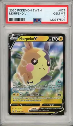 2020 Pokemon Sword & Shield Base Set Morpeko V #079 PSA 10 - Image 1