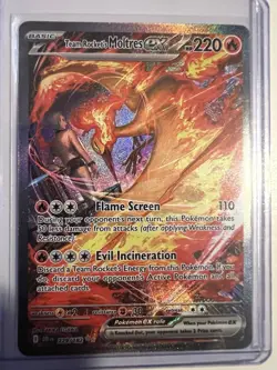 Team Rocket’s Moltres ex 229/182 Illustration Rare DRI Pokemon Card NM - Image 1