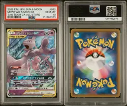 2019 POKEMON JPN SUN & MOON TAG TEAM GX ALL STARS #052 MEWTWO & MEW GX PSA 10 - Image 3