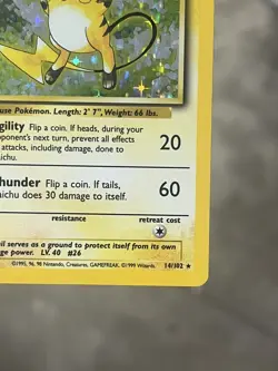 Pokemon TCG Raichu 14/102 Base Set Unlimited Holo Rare WOTC Vintage LP - Image 5