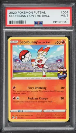 PSA 9 Scorbunny on the Ball Futsal 2020 Pokemon Card #004 - Image 1