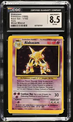 CGC 8.5 Alakazam 1999 Base Set Miscut Error 1/102 Holo Pokemon Card - Image 1