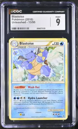CGC 9 MINT Blastoise 2010 Unleashed 13/95 Pokemon Card - Image 1