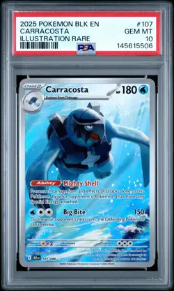 2025 pokemon blk en carracosta #107 psa 10 - Image 1