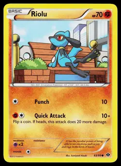 Riolu 63/99 Common Next Destinies Pokemon LP - Image 1