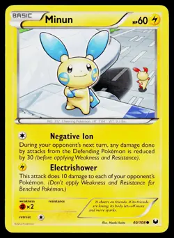 Minun 40/108 Common Dark Explorers Pokemon LP - Image 1