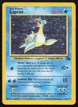 Lapras 10/62 Holo Rare Fossil Pokemon Unlimited Holo HP - Image 1