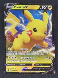 Pikachu V SWSH061 Promo SWSH Black Star Pokemon LP - Image 1